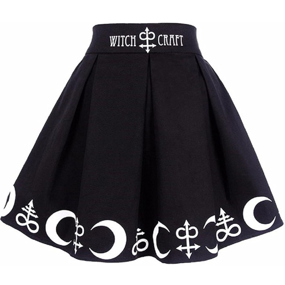 Black Mini Skater Skirt with Pleated Embellishments